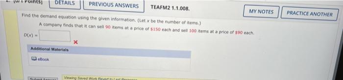 Solved MY NOTES PRACTICE ANOTHER i points) DETAILS PREVIOUS | Chegg.com