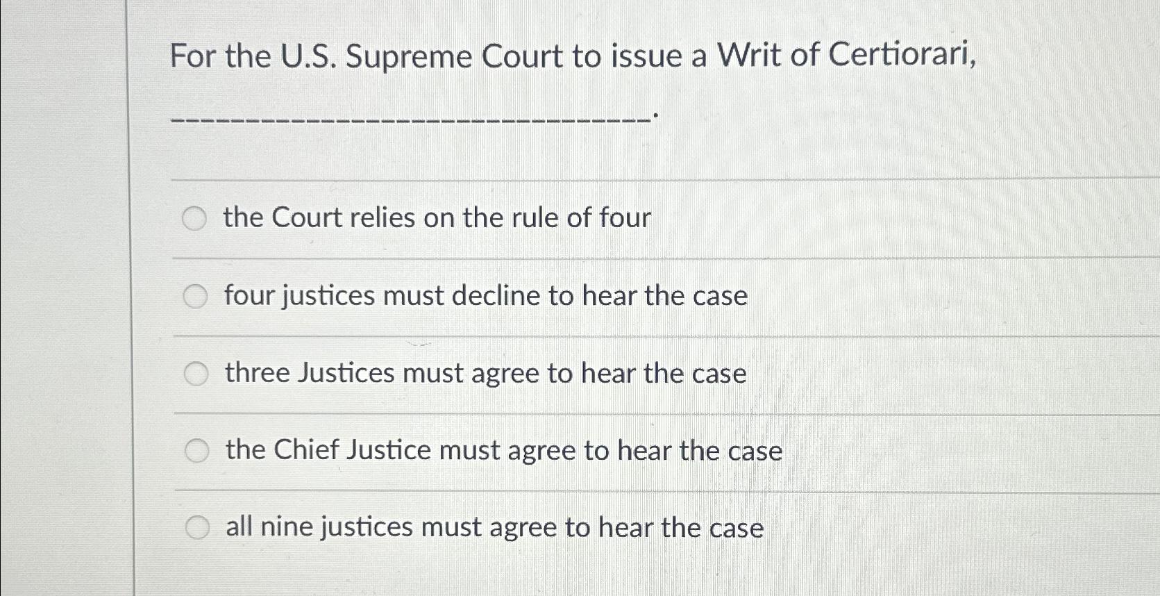 The rule of four supreme clearance court