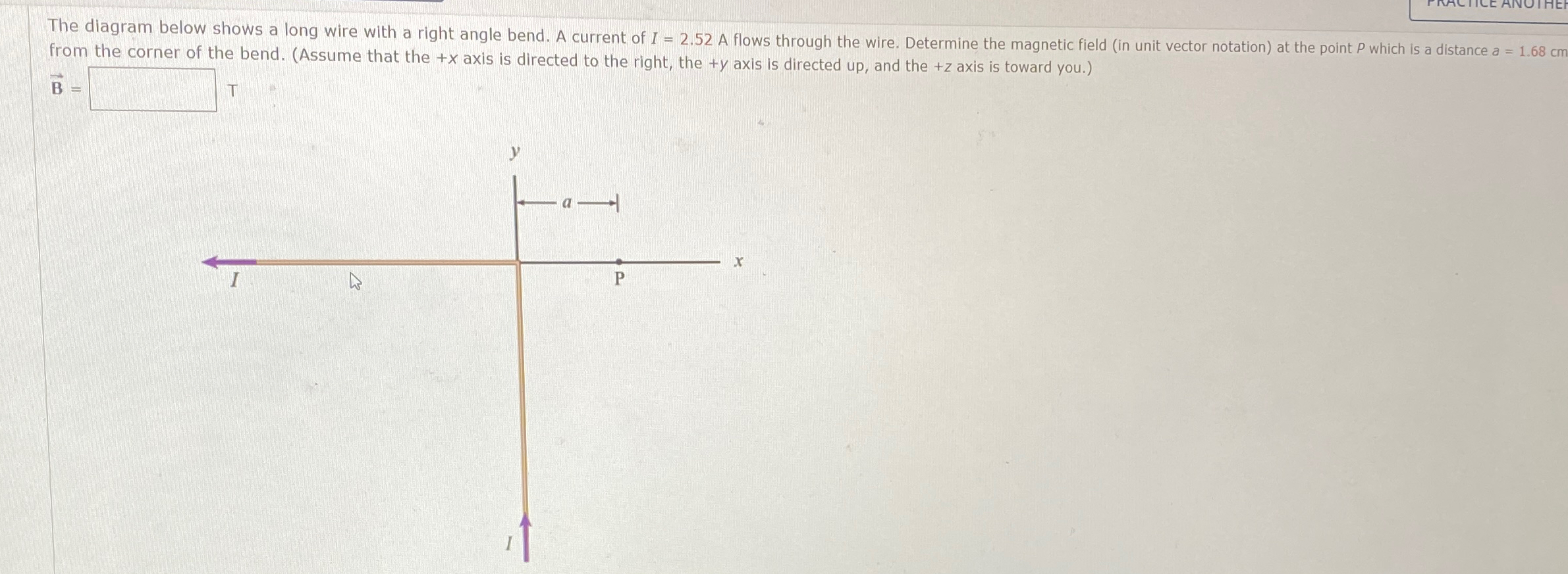 Solved The diagram below shows a long wire with a right | Chegg.com