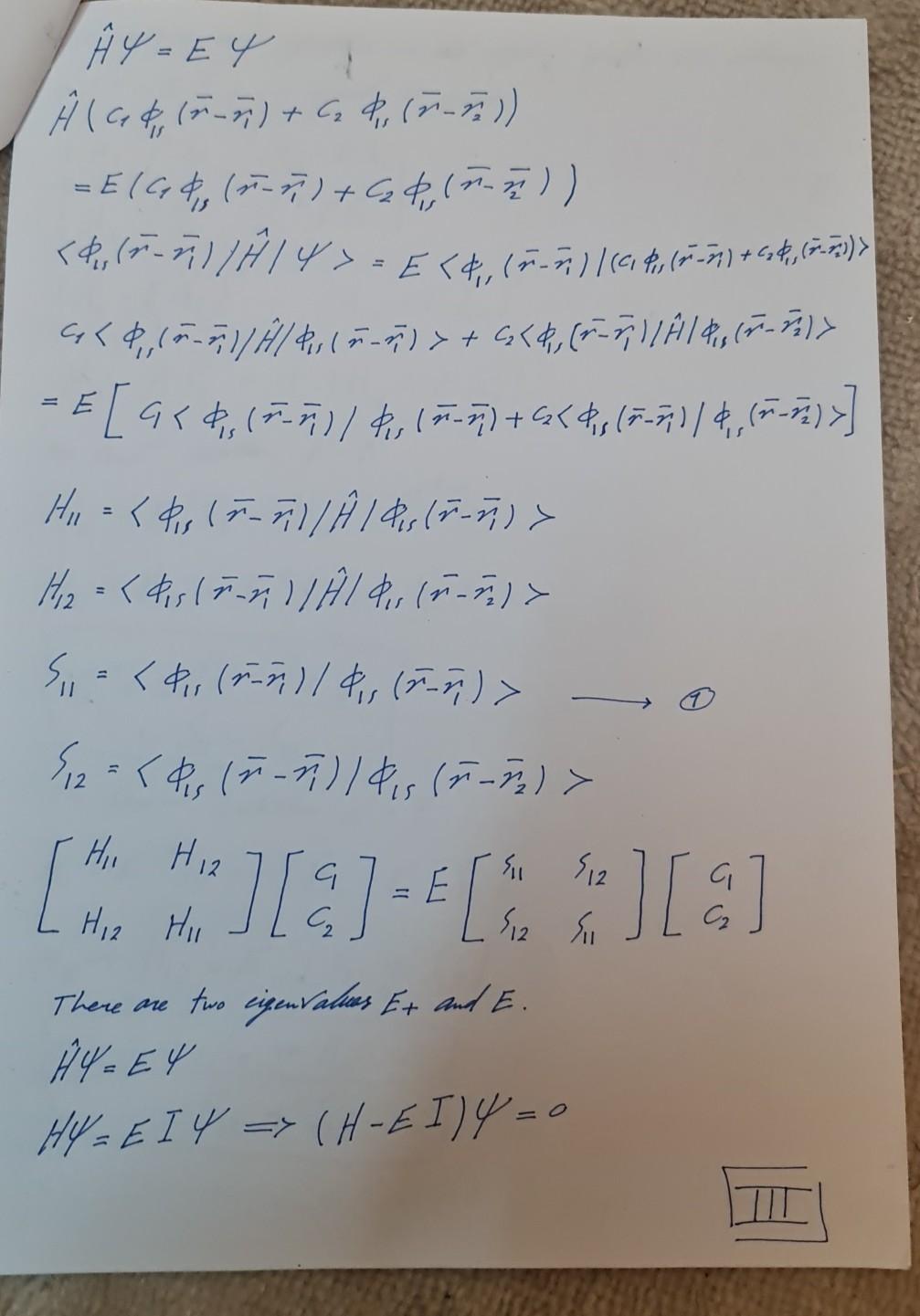 Re calculate E+ and E and then determine ψ+ and ψ