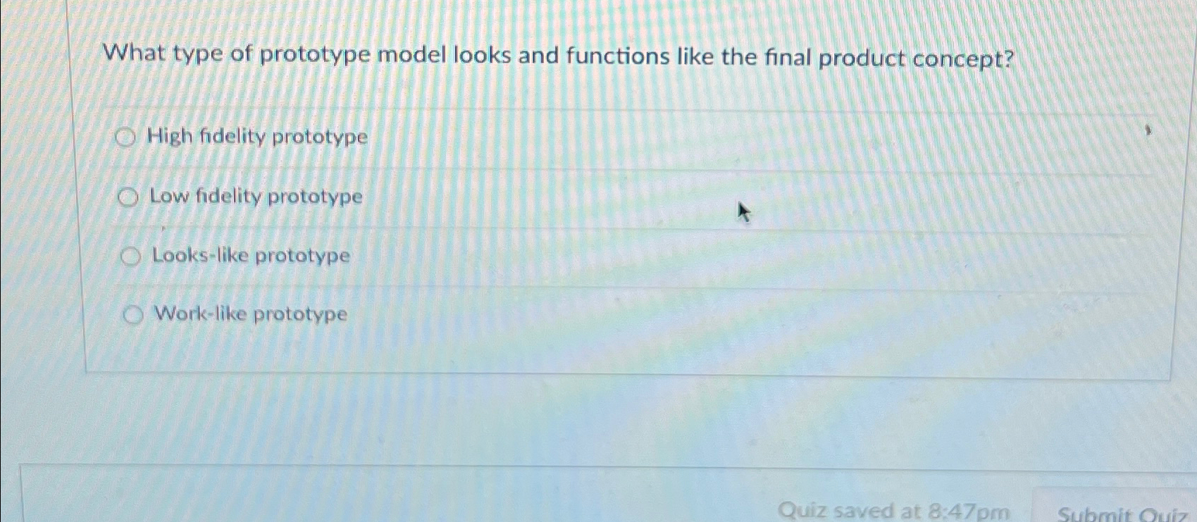Solved What type of prototype model looks and functions like | Chegg.com image.