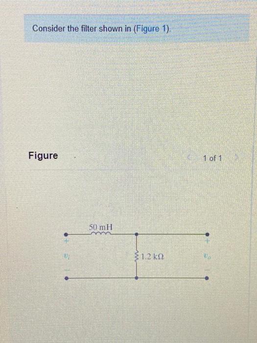 Solved Consider the filter shown in (Figure 1). Figure 1 of | Chegg.com