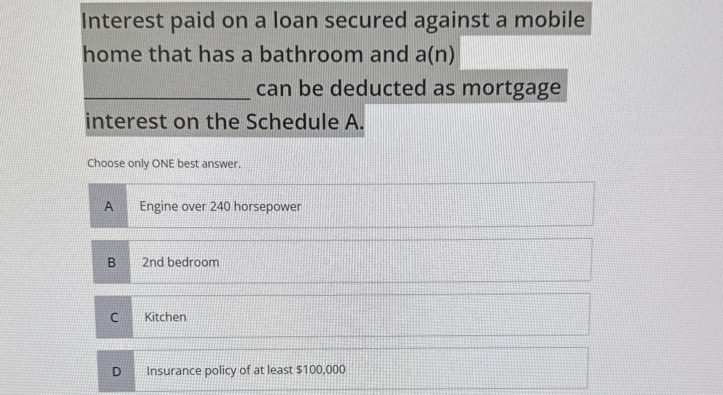 Solved Interest paid on a loan secured against a mobile home