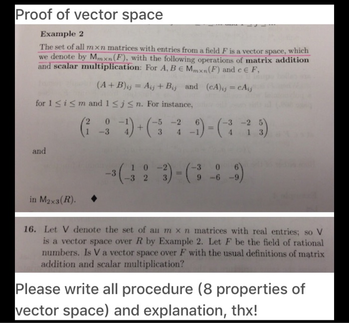 Solved Proof of vector space Example 2 The set of all mxn | Chegg.com
