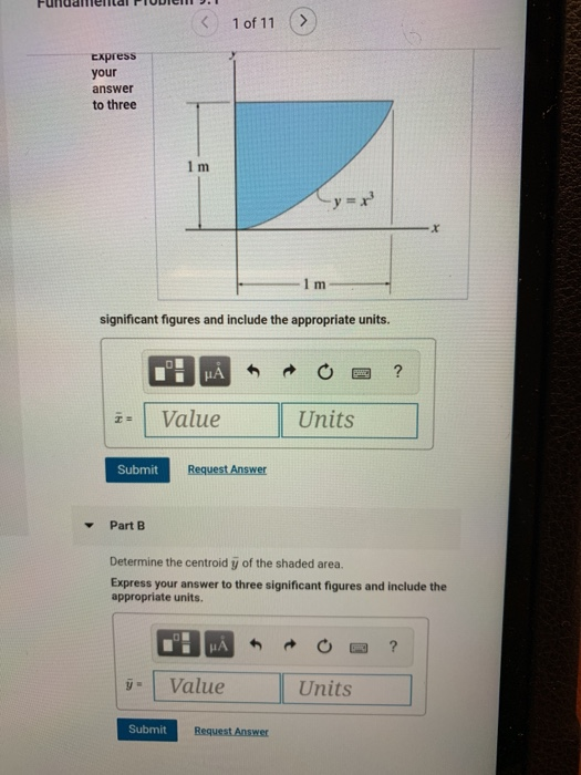 Solved Part A Determine the centroid 7 of the shaded area. | Chegg.com
