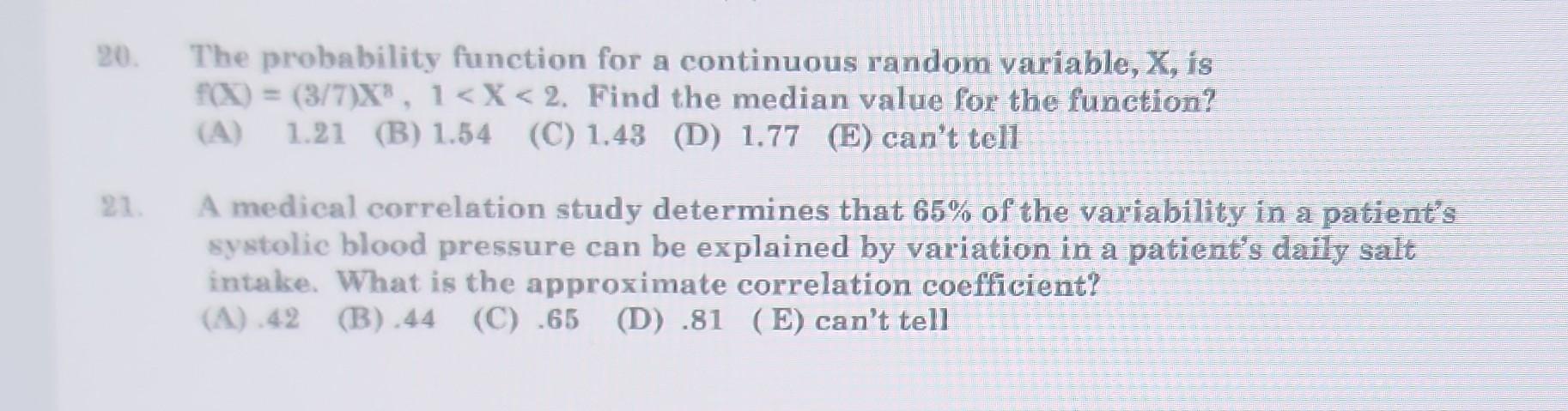 Solved 10. The probability function for a continuous random | Chegg.com