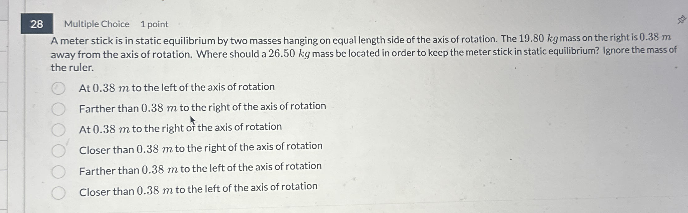 Solved Multiple Choice Pointa Meter Stick Is In Static Chegg Com