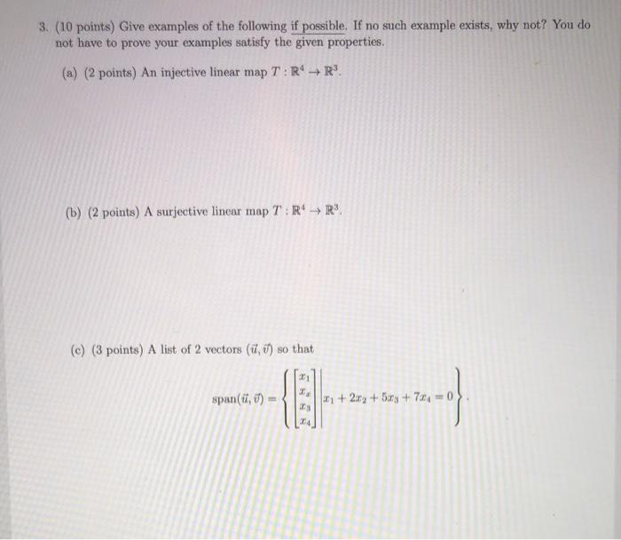 Solved 3. (10 points) Give examples of the following if | Chegg.com