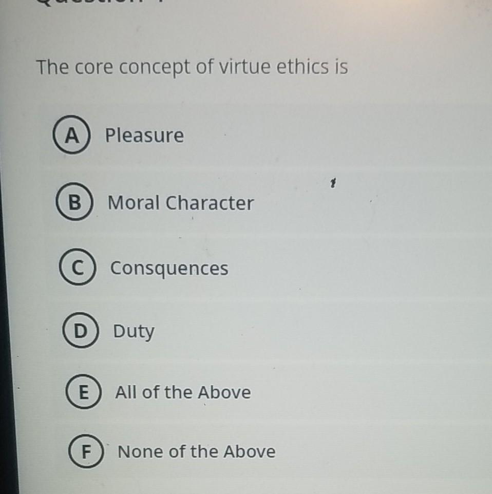 Solved Test Content Question 1 It is Not one of the virtues | Chegg.com