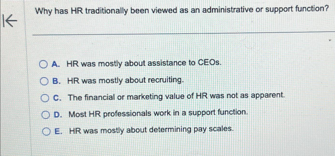 Solved Why Has HR Traditionally Been Viewed As An | Chegg.com