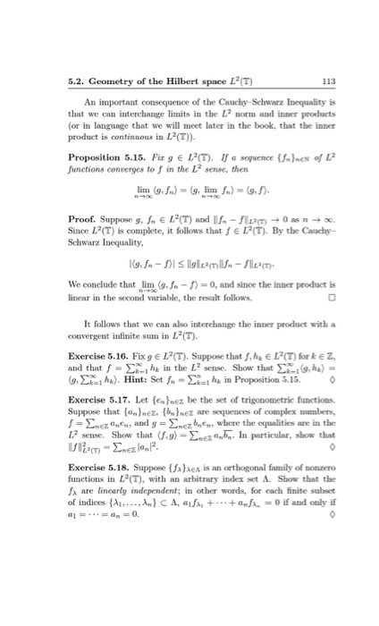 Solved 113 5.2. Geometry of the Hilbert space I? (T) An | Chegg.com