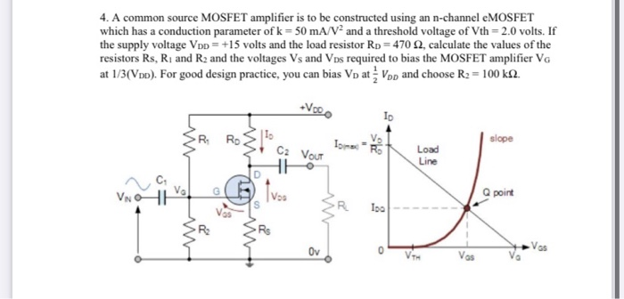 Solved 4. A common source MOSFET amplifier is to be | Chegg.com