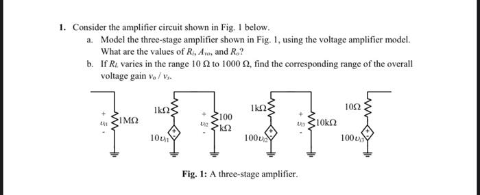 Solved 1. Consider the amplifier circuit shown in Fig. 1 | Chegg.com