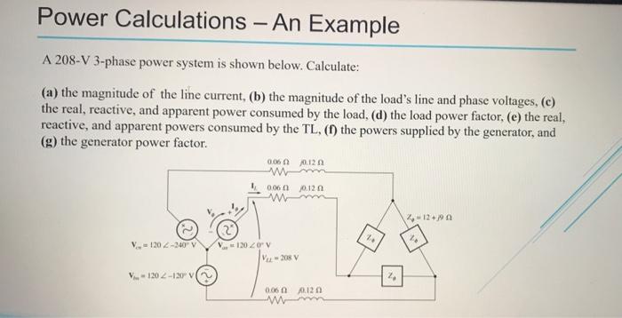 Solved A 208-V 3-phase power system is shown below. | Chegg.com