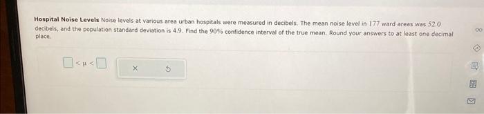 Solved Hospital Noise Levels Noise levels at various area | Chegg.com