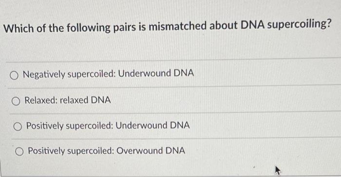 Solved Which of the following pairs is mismatched about DNA | Chegg.com