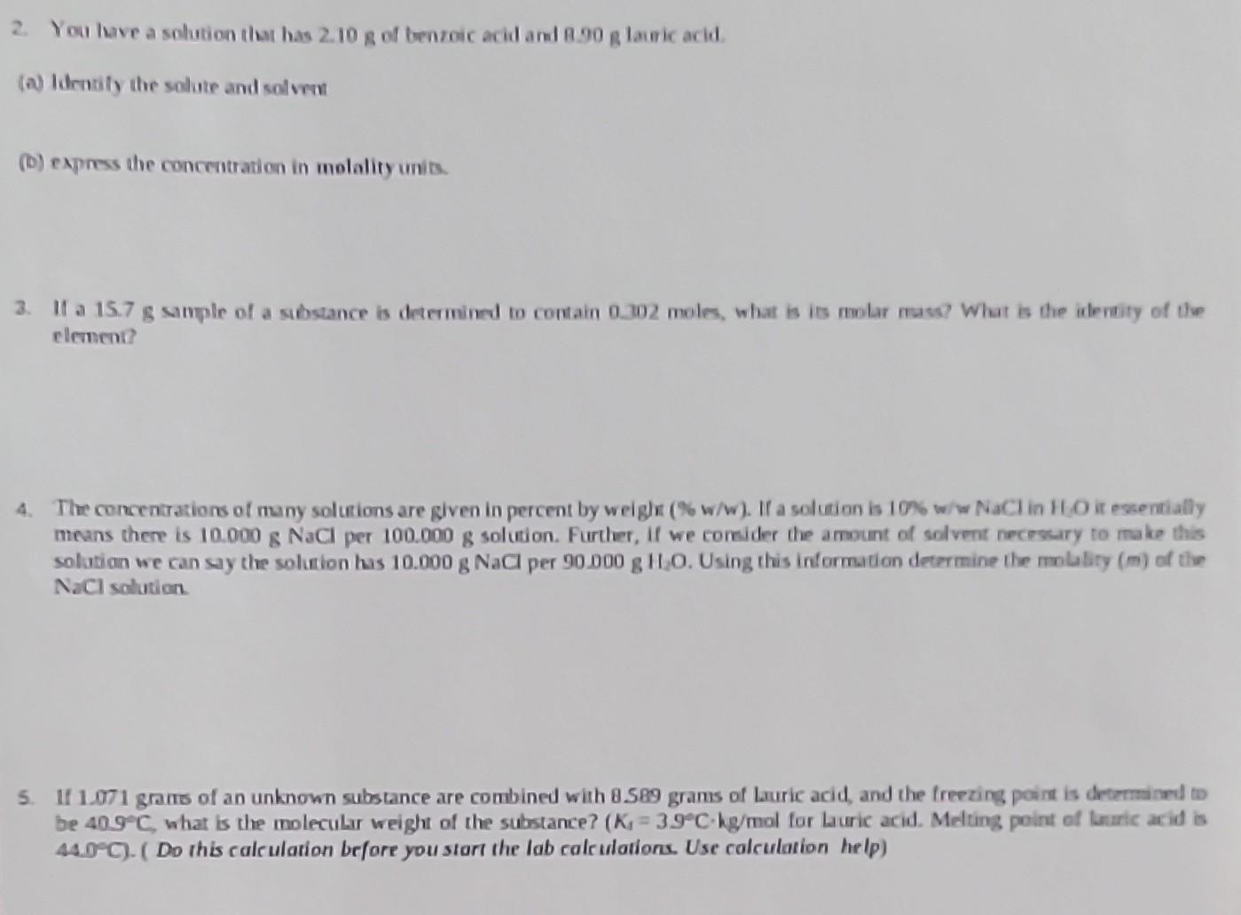 Solved (D) express the concentration in molality units. 3. | Chegg.com