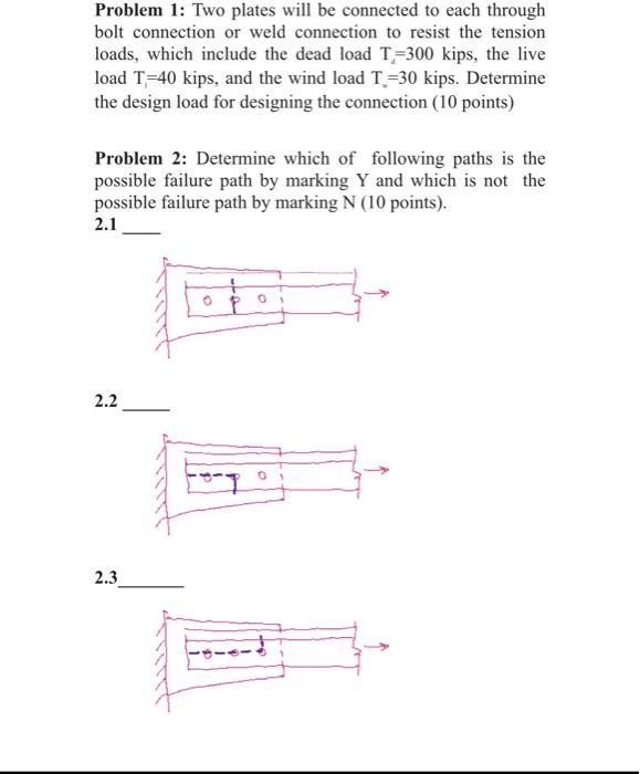 Solved Problem 1: Two plates will be connected to each | Chegg.com