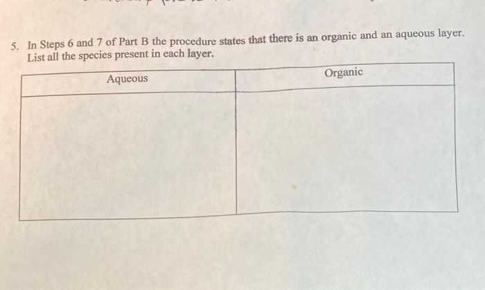 Solved 5. In Steps 6 and 7 of Part B the procedure states | Chegg.com
