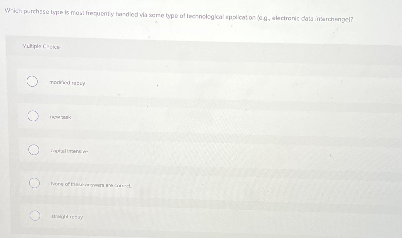 Solved Which purchase type is most frequently handled via | Chegg.com