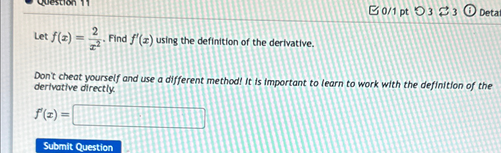 Solved Let F X 2x2 ﻿find F X ﻿using The Definition Of