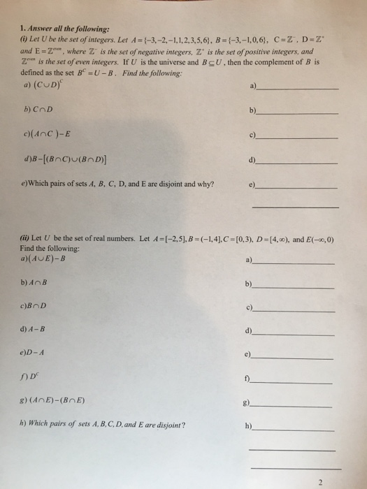 Solved 1 Answer All The Following 0 Let U Be The Set Chegg Com