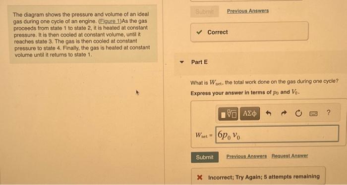 Solved The diagram shows the pressure and volume of an ideal | Chegg.com