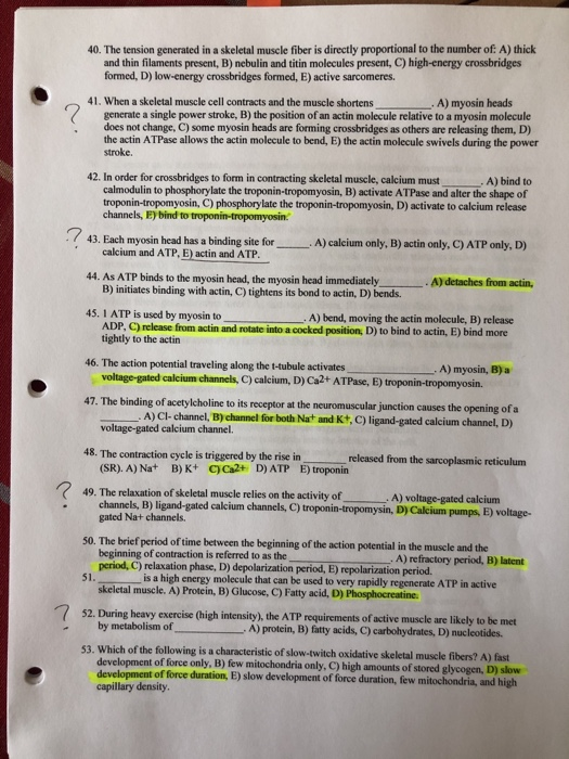 Solved: 40. The Tension Generated In A Skeletal Muscle Fib... | Chegg.com