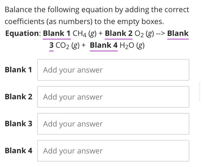 Solved Balance the following equation by adding the correct | Chegg.com