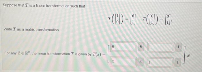 Solved Suppose that T is a linear transformation such that | Chegg.com