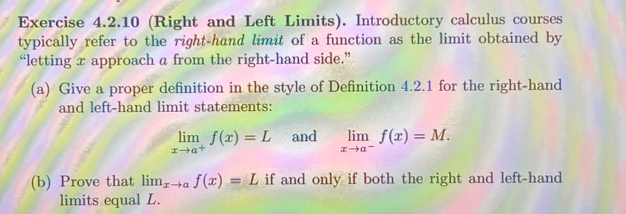 Solved Exercise 4.2.10 (Right and Left Limits). | Chegg.com