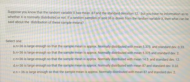 Solved Suppose you know that the random variable X has mean | Chegg.com