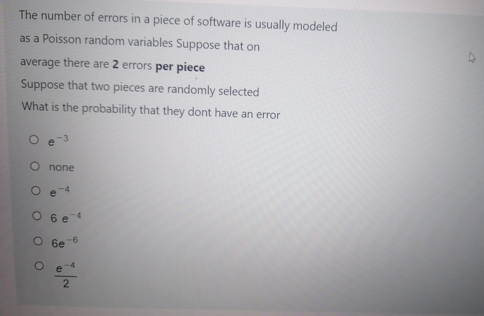 Solved The number of errors in a piece of software is | Chegg.com