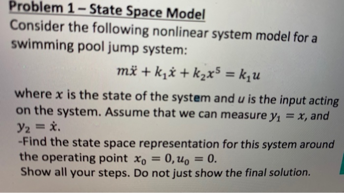Solved Problem 1 - State Space Model Consider the following | Chegg.com