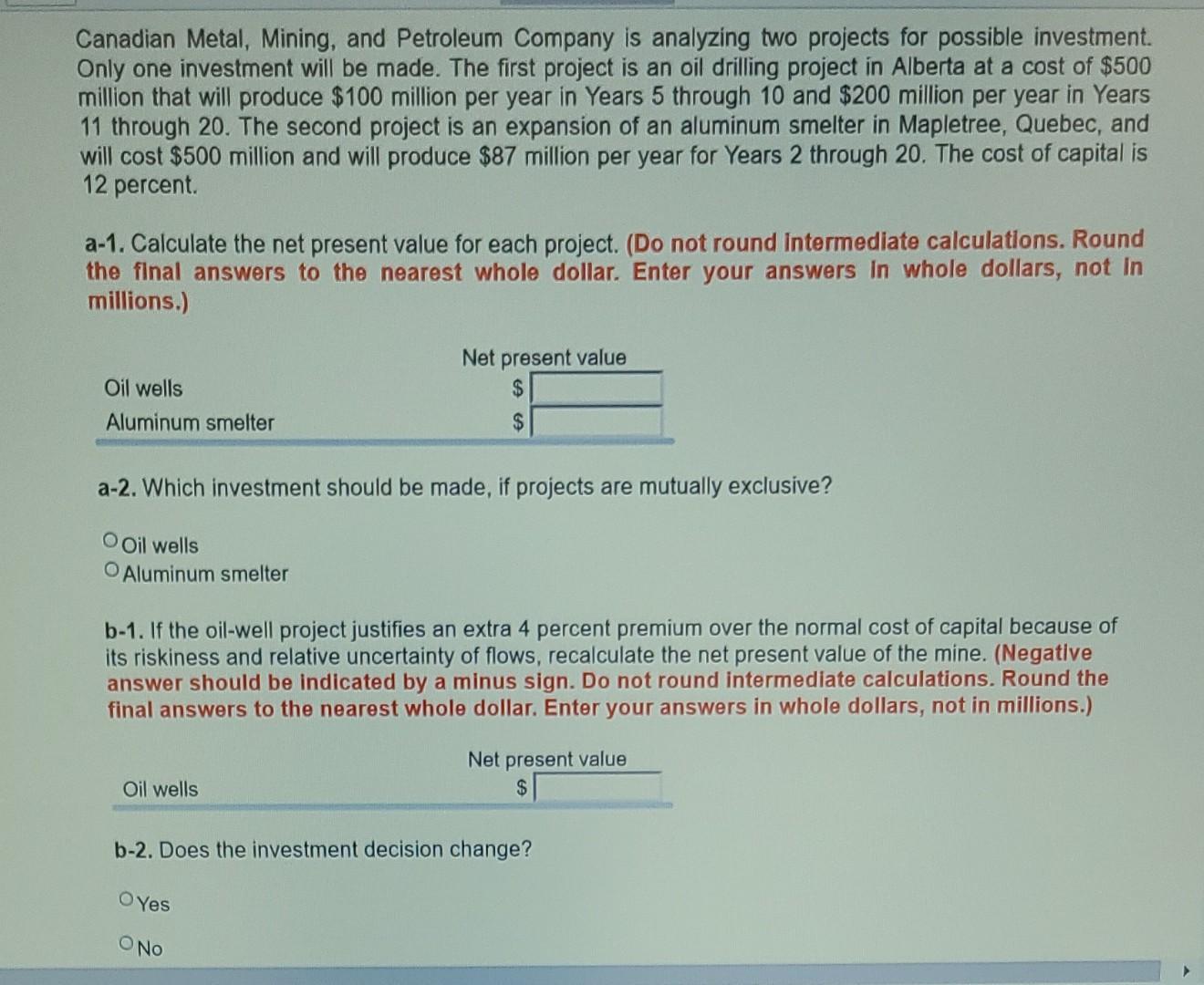 Solved 1. Calculate The Net Present Value For Each | Chegg.com