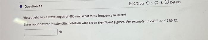 frequency of violet light scientific notation