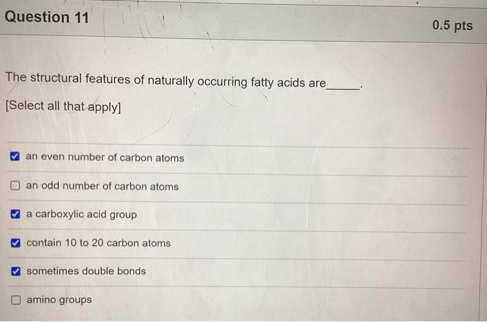 Solved The structural features of naturally occurring fatty | Chegg.com