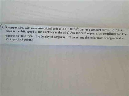 Solved A copper wire, with a cross-sectional area of 3.31 | Chegg.com
