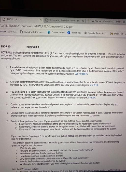 DENGR 120 Living with the Lab - ENGR 121 x WebWork | Chegg.com