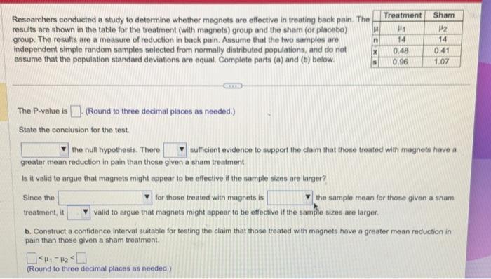 Solved Researchers conducted a study to determine whether | Chegg.com