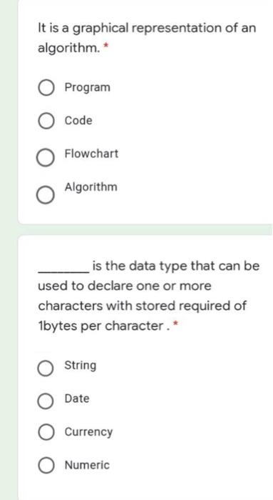 Solved It is a graphical representation of an algorithm.* | Chegg.com