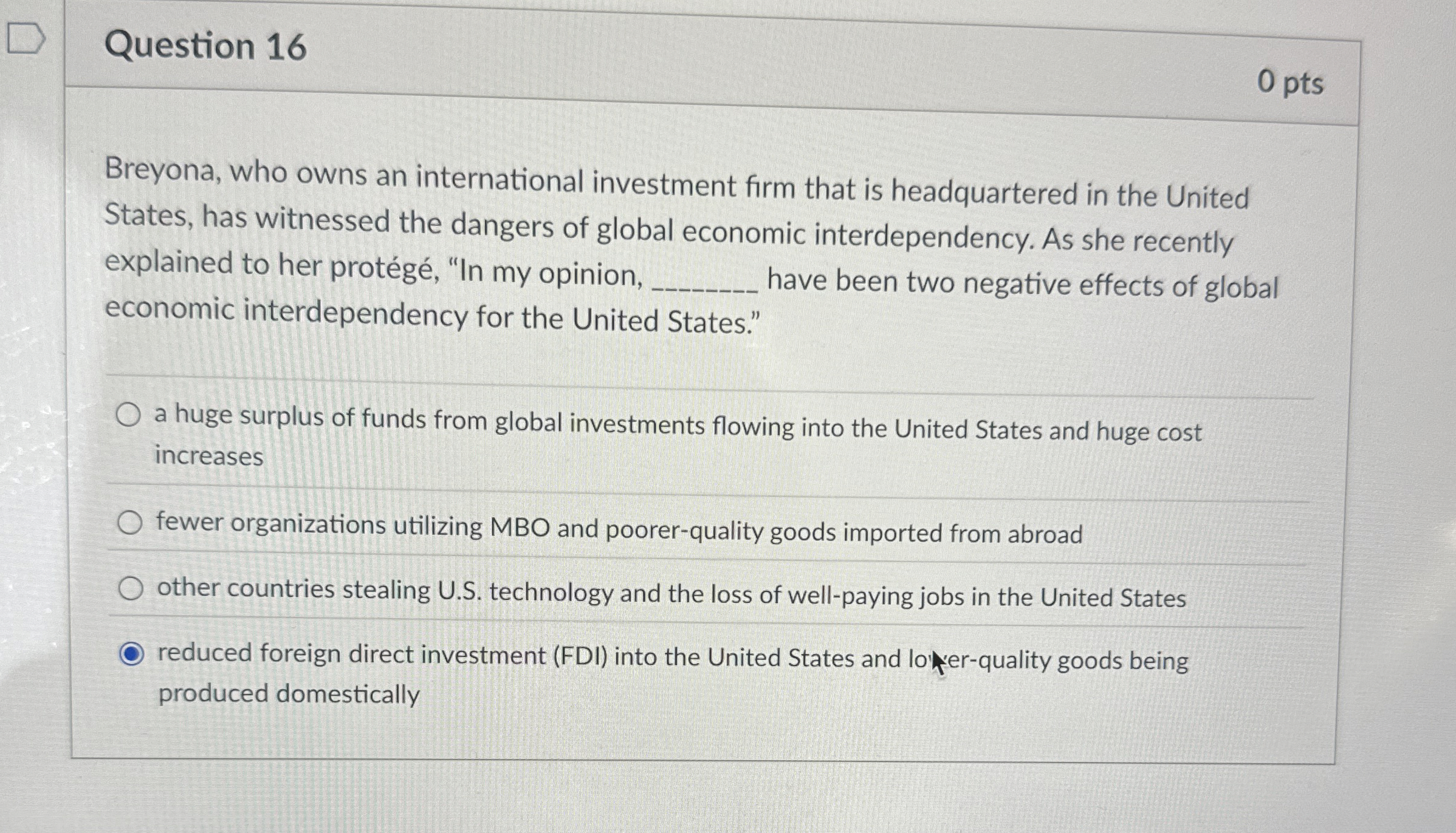 Solved Question 16Breyona, who owns an international