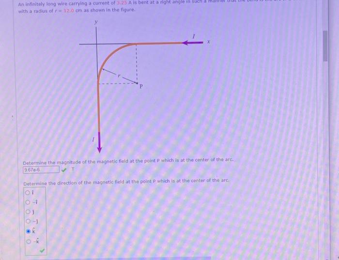 Solved An infinitely long wire carrying a current of 3.25 A | Chegg.com