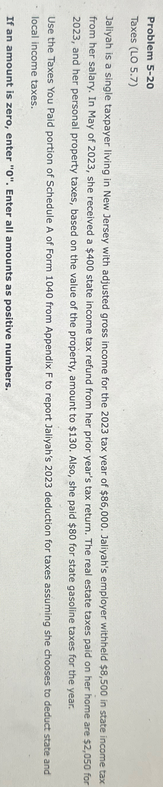Solved Problem 520\\nTaxes (LO 5.7)\\nJaliyah is a single