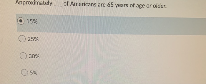 Solved Approximately __ of Americans are 65 years of age or | Chegg.com