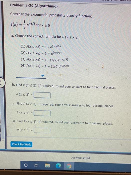 Solved Problem 3-29 (Algorithmic) Consider the exponential | Chegg.com