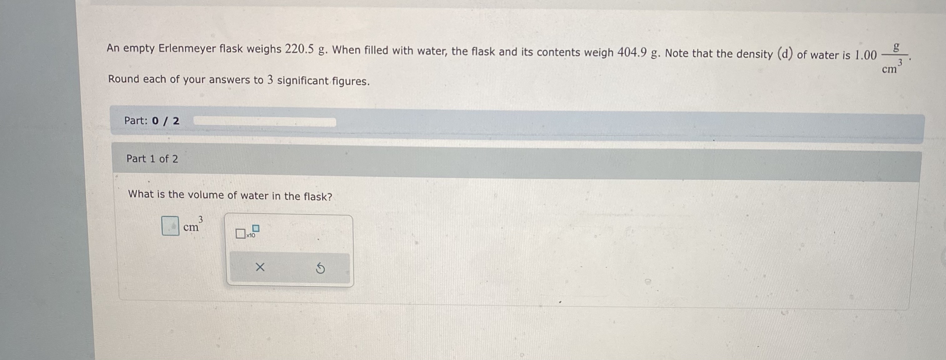 Solved An empty Erlenmeyer flask weighs 220.5g. ﻿When filled