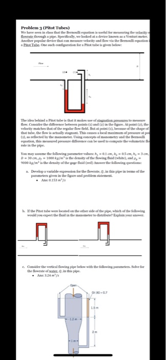 we want to measure the fluid velocity using a pitot tube