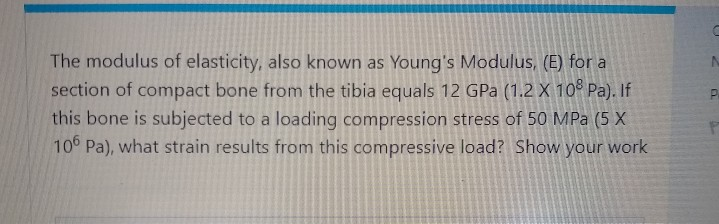 Solved The Modulus Of Elasticity, Also Known As Young's | Chegg.com