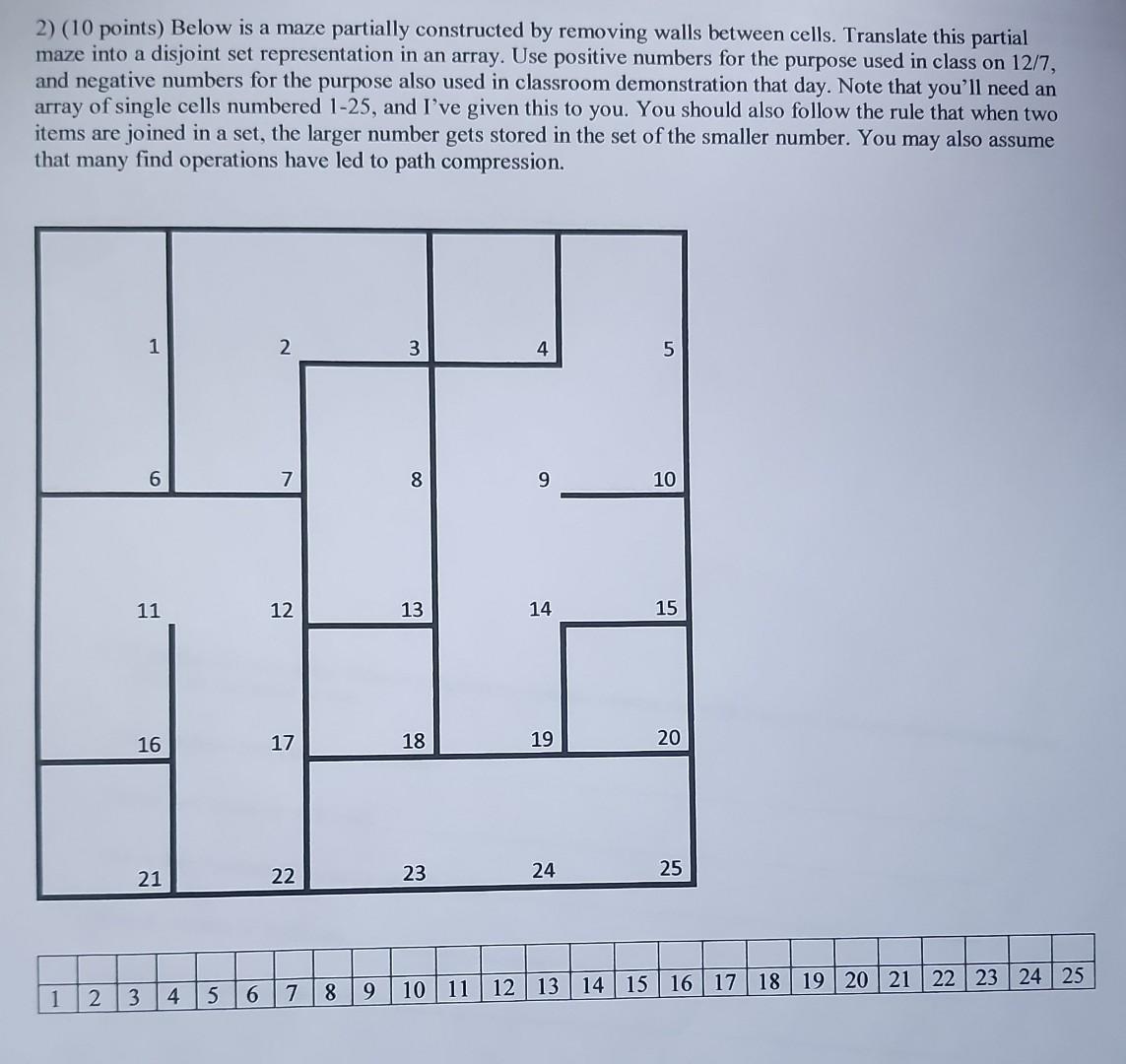 Solved 2) (10 points) Below is a maze partially constructed | Chegg.com